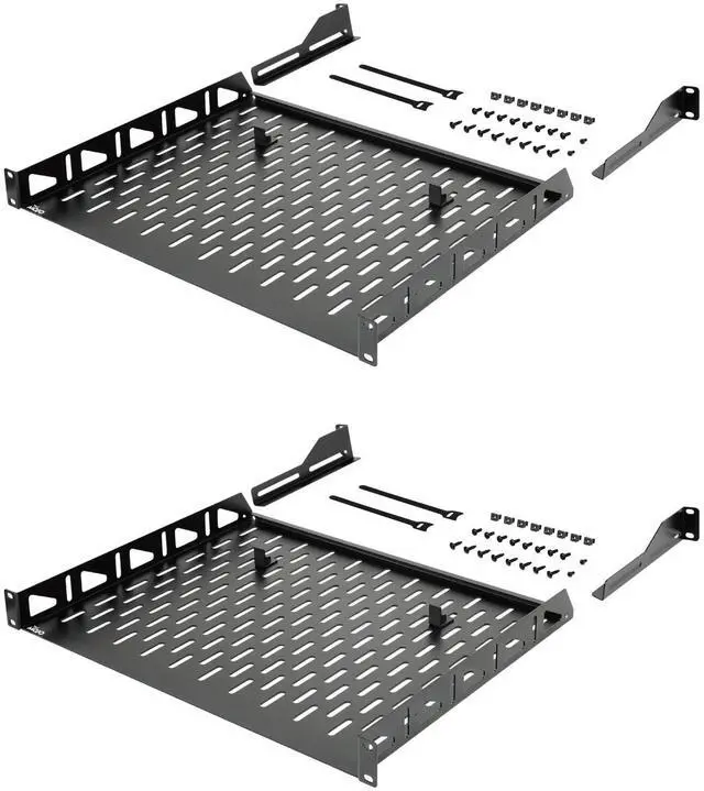 Main image of 1U Rack Shelf,19 inch Rack Shelf 14 inch Depth,Rack Mount Shelf with Anti-Slip Stops,Server Rack Shelf and Network Shelf for 19in Equipments, 110lbs Capacity of Vented 1U Shelf,No Lip(2 Pack)