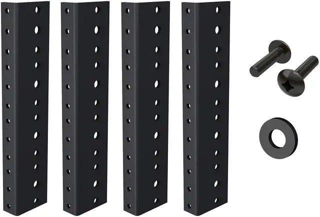 Main image of Hardware - 6U Full Hole Vertical Rack Rail DYI Kit with Hardware | 4 Pieces Rail Kit + 48 Rack Screws & Washers Hardware | Server and Other Mounting Equipment - Black