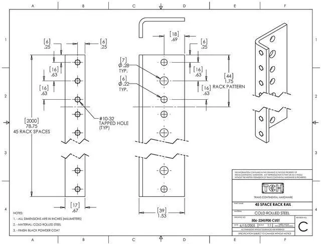 Alt view image 2 of 2 - Hardware - 6U Full Hole Vertical Rack Rail DYI Kit with Hardware | 4 Pieces Rail Kit + 48 Rack Screws & Washers Hardware | Server and Other Mounting Equipment - Black