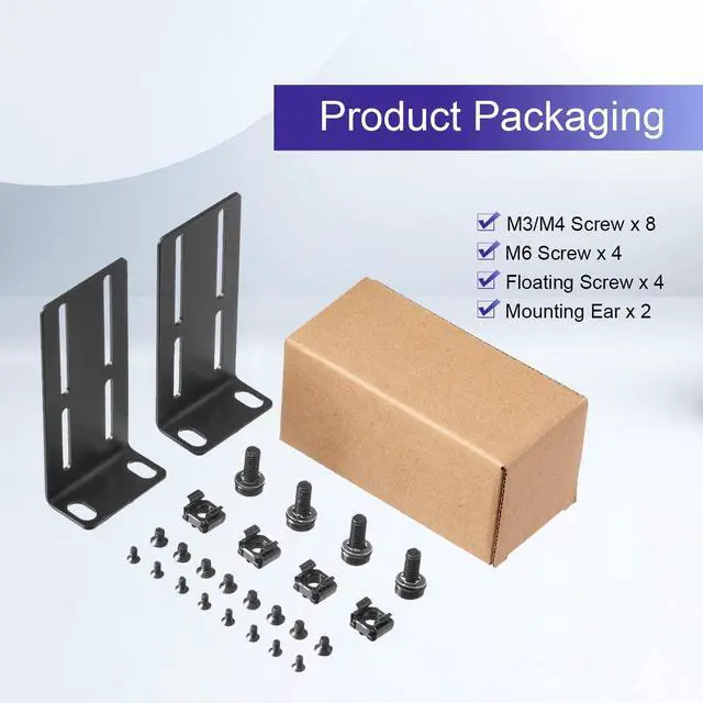 Alt view image 4 of 6 - Rack Mount Kit Universal Adjustable 19 Inch Rack Ears for HP/ProCurve/Aruba/OfficeConnect/HPE and Other Switches