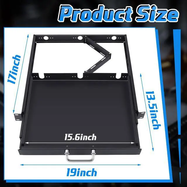 Alt view image 3 of 7 - 1U Rack Mount Sliding Keyboard Tray Cantilever Network Equipment Racks 19 Inch Cabinet Drawer Sliding Shelf for Server Data Music Studio Accessories