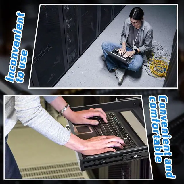Alt view image 4 of 7 - 1U Rack Mount Sliding Keyboard Tray Cantilever Network Equipment Racks 19 Inch Cabinet Drawer Sliding Shelf for Server Data Music Studio Accessories