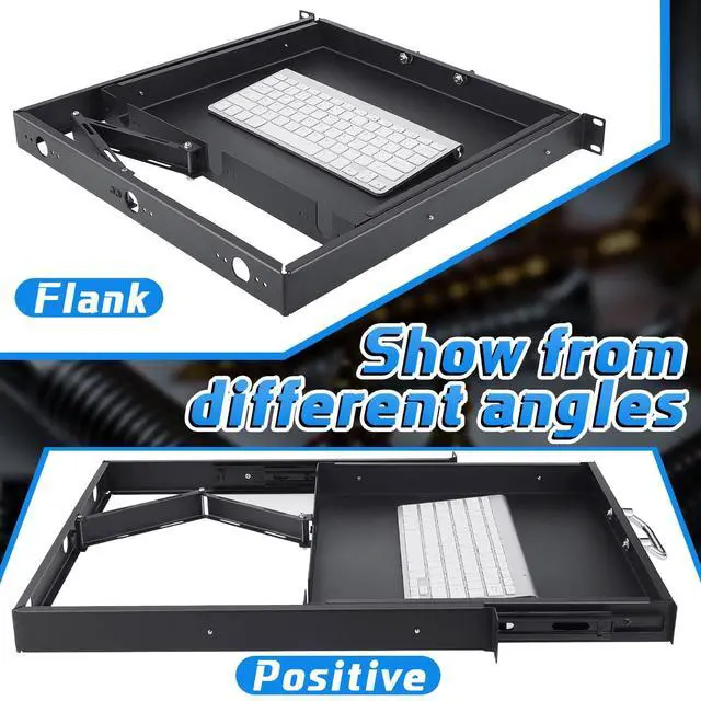 Alt view image 5 of 7 - 1U Rack Mount Sliding Keyboard Tray Cantilever Network Equipment Racks 19 Inch Cabinet Drawer Sliding Shelf for Server Data Music Studio Accessories
