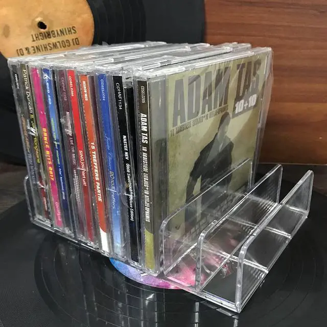 Alt view image 5 of 6 - Clear Acrylic DVD/CD Storage Box CD Holder - CD Tray Holds up to 14 CD Cases for Media Shelf Storage and Organization for Countertop/Kitchen/Bathroom/Cabinet.
