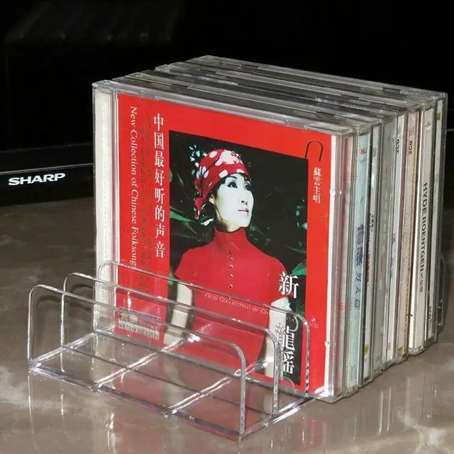 Alt view image 6 of 6 - Clear Acrylic DVD/CD Storage Box CD Holder - CD Tray Holds up to 14 CD Cases for Media Shelf Storage and Organization for Countertop/Kitchen/Bathroom/Cabinet.