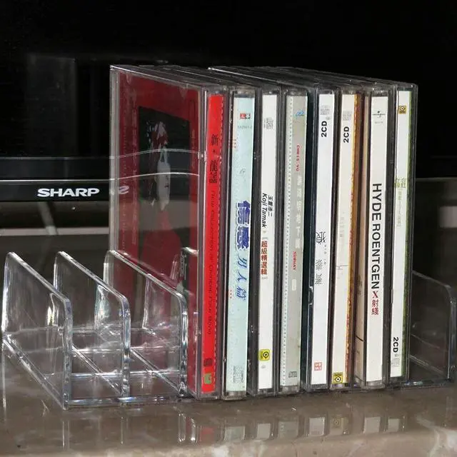 Main image of Clear Acrylic DVD/CD Storage Box CD Holder - CD Tray Holds up to 14 CD Cases for Media Shelf Storage and Organization for Countertop/Kitchen/Bathroom/Cabinet.