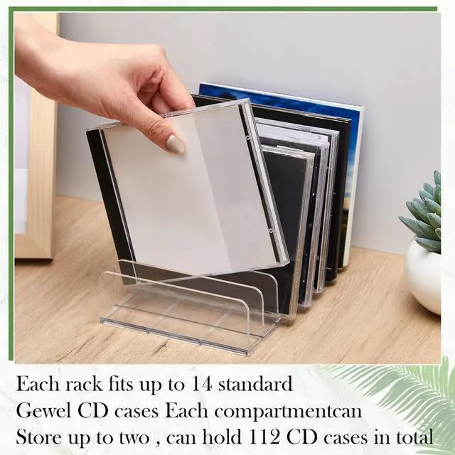 Alt view image 3 of 6 - 8 Pack Clear Acrylic CD Holder, DVD/CD Storage Box Record Display Rack Organizers Holds up to 14 Standard DVD Cases for Media Shelf Storage and Organization