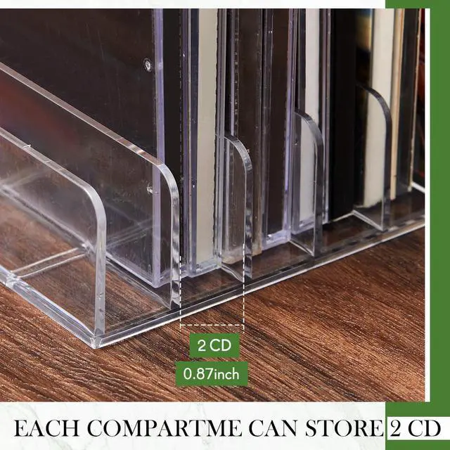 Alt view image 4 of 6 - 8 Pack Clear Acrylic CD Holder, DVD/CD Storage Box Record Display Rack Organizers Holds up to 14 Standard DVD Cases for Media Shelf Storage and Organization