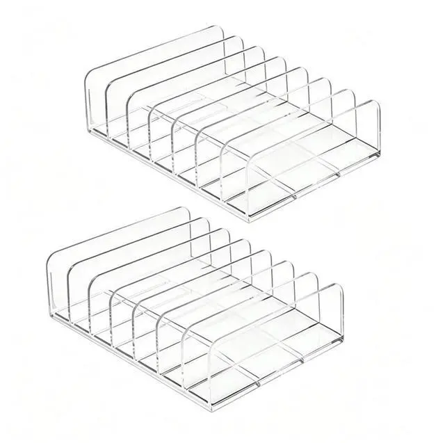 Alt view image 6 of 7 - 2 Pack Clear Acrylic CD Holder: CD Organizer & DVD/CD Rack - Vinyl Record Storage Holds up to 28 Standard CD Cases, CD Display Shelf for Media Music Collection and Desktop Storage
