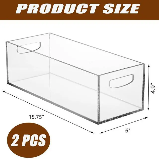 Alt view image 2 of 7 - 2 Pack Acrylic DVD/CD Storage Box, Clear DVD Holder Case with Handles, Stackable Storage Container Shelf Organizer Bin for CDs, Video Games, Blu-ray, Books, Home, Office