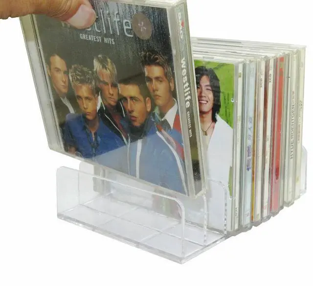 Main image of DVD Storage Box - Clear Acrylic - Stackable DVD and CD Holder, CD Display Rack CD Organizer Stand - Holds up to 14 Standard CD Cases for Media Shelf Storage and Organization - No DVD