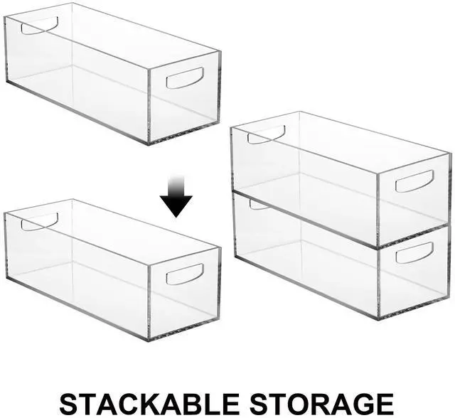 Alt view image 3 of 7 - 2 Pack Acrylic DVD/CD Storage Box, Clear DVD Holder Case with Handles, Stackable Storage Container Shelf Organizer Bin for CDs, Video Games, Blu-ray, Books, Home, Office