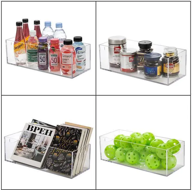 Alt view image 5 of 7 - 2 Pack Acrylic DVD/CD Storage Box, Clear DVD Holder Case with Handles, Stackable Storage Container Shelf Organizer Bin for CDs, Video Games, Blu-ray, Books, Home, Office