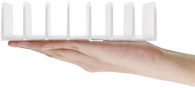 Alt view image 4 of 4 - Clear CD Holder - 7 Slot CD Storage Box CD DVD Display Rack Tray Holds up to 14 Standard CD Cases, Tabletop Plastic File Divider for paper Mail Bill Eyeshadow Palette Organizer, 2-Pack