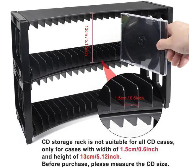 Alt view image 3 of 7 - Stackable CD Storage Rack - 2 Pack ABS Organizer Holds 40 Slim CD Cases, Ideal for Home, Office, Music Room