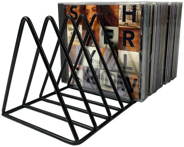 Main image of CD Storage Rack Organizer Stand - Compact Disc Holder Display Shelf for CDs, DVDs and Video Games, Holds 18 Jewel Cases - Practical and Functional Wire Metal CD Case Holder (Black, 1)