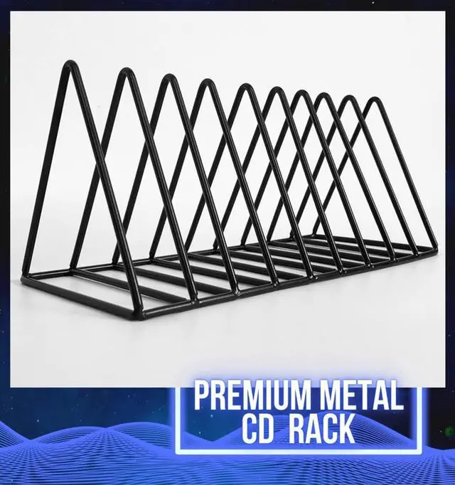 Alt view image 4 of 7 - CD Storage Rack Organizer Stand - Compact Disc Holder Display Shelf for CDs, DVDs and Video Games, Holds 18 Jewel Cases - Practical and Functional Wire Metal CD Case Holder (Black, 1)