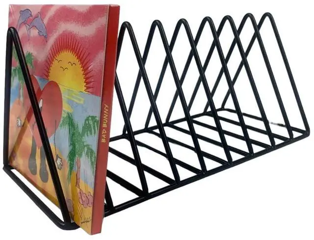 Alt view image 5 of 7 - CD Storage Rack Organizer Stand - Compact Disc Holder Display Shelf for CDs, DVDs and Video Games, Holds 18 Jewel Cases - Practical and Functional Wire Metal CD Case Holder (Black, 1)