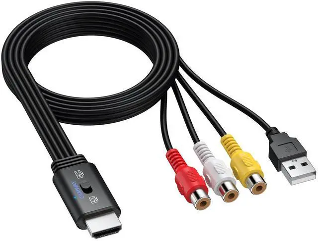 Main image of RCA to HDMI Converter Female Cable - 1080P AV to HDMI Adapter for Wii/PS1/PS2/N64/Xbox/DVD/VHS/VCR,16:9/4:3 Conversion,Composite CVBS Audio Video Adapter,PAL,NTSC Support,Lossless Transmission