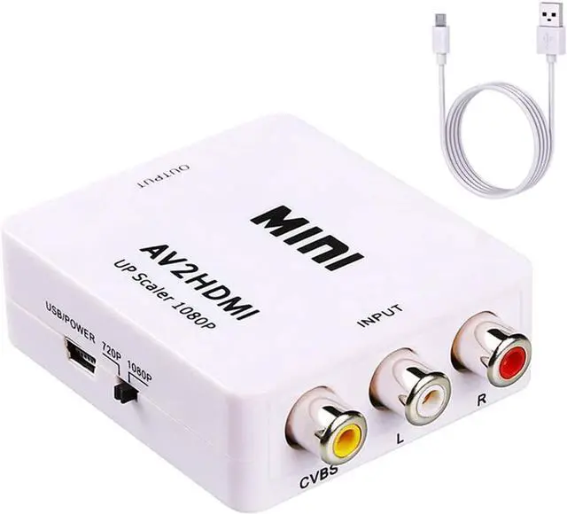 Main image of RCA to HDMI Converter,1080P RCA Composite CVBS AV to HDMI Video Audio Converter Adapter with USB Power Cable,Compatible with N64 Wii PS2 Xbox VHS VCR Camera DVD, Support PAL/NTSCWhite
