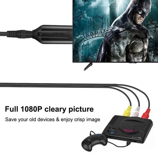 Alt view image 5 of 7 - RCA to HDMI Converter 1080P CVBS Composite AV to HDMI Video Audio Cable Converter Adapter for PS3 TV STB PC Laptop VHS VCR Camera DVD Players