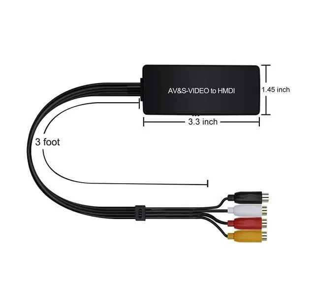Alt view image 6 of 7 - SVideo to HDMI Converter 3RCA AV S-Video R/L Audio Vdieo Converter Adapter Support 1080P/ 720P Compatible with WII U PS2/ PS3 STB Xbox VHS VCR Blue-Ray DVD Players