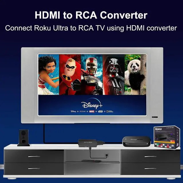 Alt view image 4 of 6 - HDMI to RCA Converter for Old TV Adapter, HDMI to Composite Converter Compatible Roku, Chromecast, PC, Laptop, Xbox, STB, VHS, VCR, DVD, Blu-Ray Player, Android TV Box, ect.