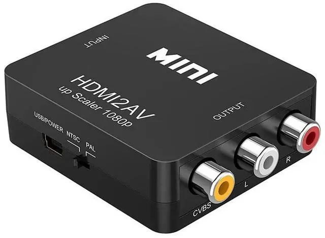 Main image of MINI HDMI-Compatible to RCA AV/CVBS Composite Video AV Converter Adapter HDMI2AV for TV VHS VCR DVD (Black)