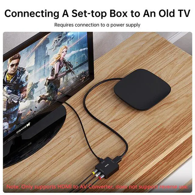 Alt view image 2 of 5 - HDMI to RCA Converter, HDMI to AV Adapter Video Audio Converter Supports PAL/NTSC for Older TV, TV Stick, DVD, Android TVs Box