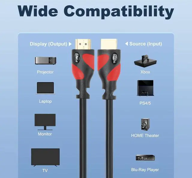 Alt view image 2 of 7 - HDMI Cable 40 Feet HDMI 2.0V Cable with 2 Piece Cable Ties+2 Piece HDMI Adapters Support 4K 2160P,1080P,3D,Audio Return and Ethernet