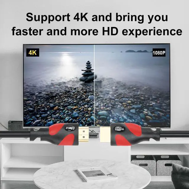 Alt view image 6 of 7 - HDMI Cable 40 Feet HDMI 2.0V Cable with 2 Piece Cable Ties+2 Piece HDMI Adapters Support 4K 2160P,1080P,3D,Audio Return and Ethernet