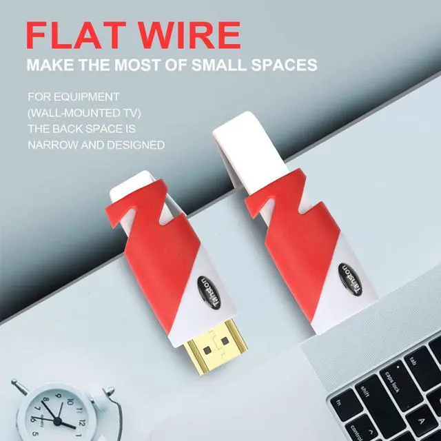 Alt view image 3 of 7 - Flat High Speed HDMI Cable (40 Feet) Support 4K 2160P,3D,1080P,Audio Return Channel