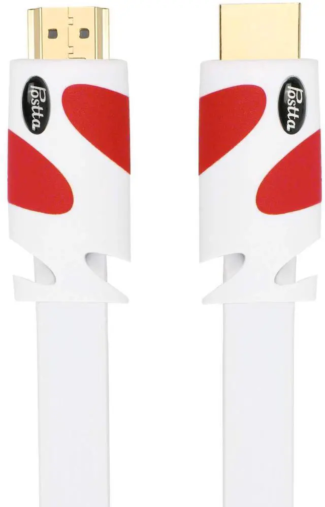 Alt view image 4 of 7 - Flat HDMI Cable 40 Feet Flat HDMI 2.0 Cord Support 4K, 3D, 2160p, 1080p, Ethernet and Audio Return-White-Red