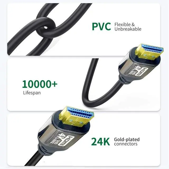 Alt view image 7 of 7 - 4K HDMI Cable 50Ft 2.0 18Gbps,High Speed HDMI Cables 4K60 2K120 1080P eARC HDR HDCP 2.2 2.3 Compatible with Apple TV 4K Sony LG Samsung Xbox Series X RTX 3080 PS5