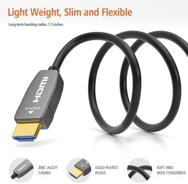 Alt view image 5 of 7 - 8K Fiber Optic HDMI 2.1b Cable 40 Feet 48Gbps 8K60Hz 4K120Hz Dynamic HDR eARC HDCP2.2/2.3 for RTX4080/4090/3080/3090, Xbox S/X, PS5/4, AVR, Projector, LG/Samsung/Sony TV