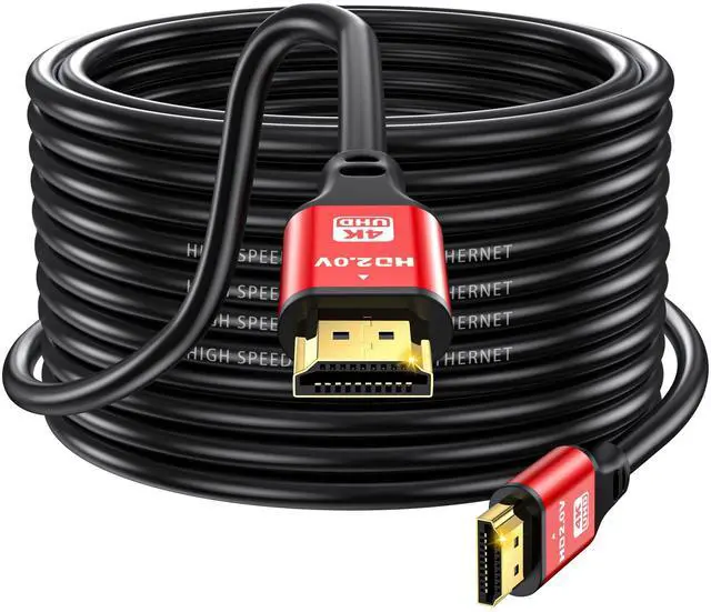 Main image of 50FT Long HDMI Cable 4K60Hz, High Speed 4K HDMI Cable with Gold Plated Connectors, Red Aluminum Housing, for Projector, Home Theater, Church, Classroom, Large Room, AV Cabinet Setup.