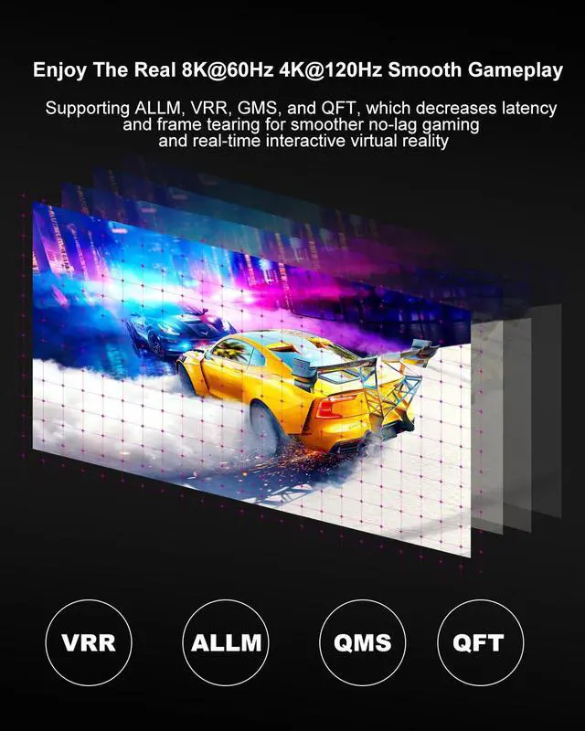 Alt view image 6 of 7 - Long 8K HDMI 2.1 Cable 33FT, 48Gbps Ultra HD Lead High Speed Cord Connector, Supports 8K@60HZ, 4K@120Hz, eARC HDR10, HDCP 2.2/2.3 Dolby, VRR, Compatible with Fire TV/Roku TV/PS5/Xbox X/Switch