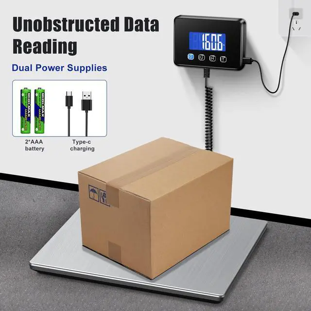 Alt view image 6 of 7 - Shipping Scale, 660lbs Heavy Duty Digital Postal Scale for Packages, 0.7oz High Accurate Postage Scale for Small Business, Luggage, Home Use, Battery & Charging Cable Include
