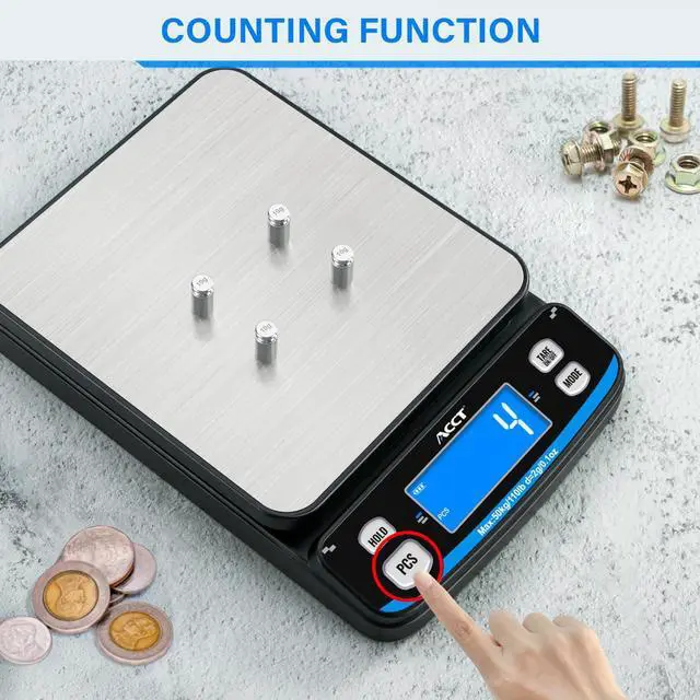 Alt view image 4 of 7 - 110lb Postal Scale High Precision Shipping Scale with Tare, Count, and Hold Functions, 5 Units, Dual Power Options, Perfect for Mailing, Packages, and Letters, with a Tape