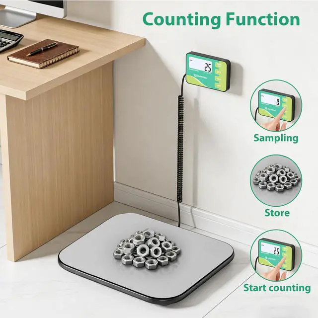 Alt view image 7 of 7 - Shipping Scale,440LB/1oz Digital Postal Scale with Hold/Tare Function,Heavy Duty Scale for Postage,Parcel,Industrial,Luggage,Warehouse,Home with Large Platform,Commercial Weight with Battery