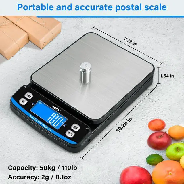 Alt view image 2 of 7 - 110lb Postal Scale High Precision Shipping Scale with Tare, Count, and Hold Functions, 5 Units, Dual Power Options, Perfect for Mailing, Packages, and Letters, with a Tape