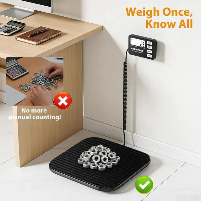 Alt view image 7 of 7 - Shipping Scale 440 lbs/10g Digital Postal Scale with LCD Display, Hold/Tare/Pcs Functions for Packages/Luggage/Post Office/Dog, Battery & USB Cable Included