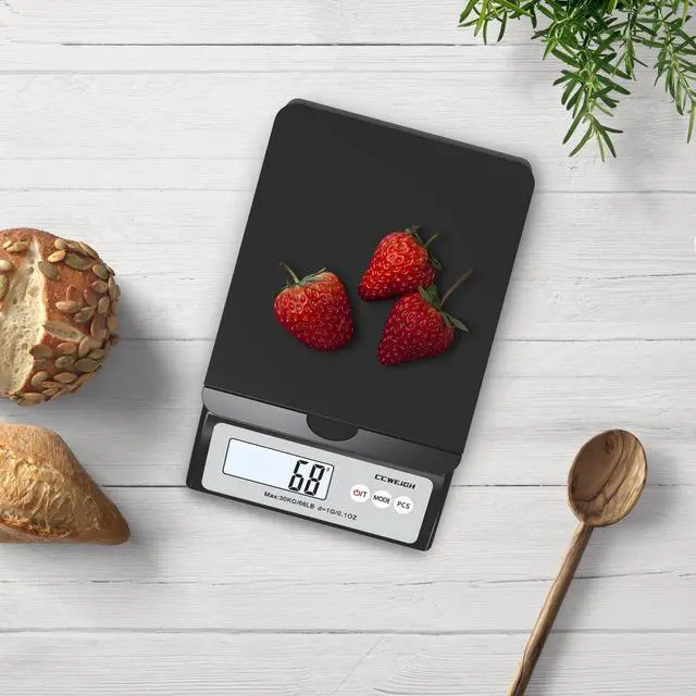 Alt view image 7 of 7 - Digital Postal Scale 30kg/66lb - Shipping Scale with Removable Top Cover for Odd-Shaped Items (Envelopes, Spheres, etc.) 6 Units Conversion, AC Adapter Included, Tare Function, LCD Display