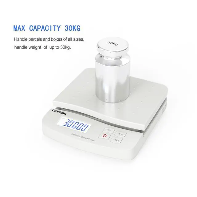 Alt view image 3 of 7 - Digital Postal Scale 30kg 6 Units Conversion (g, lb, oz, lb'oz, kg'g, kg) | Large LCD Display, Easy to Use, Quick Switch | for Packages, Mailing, Shipping