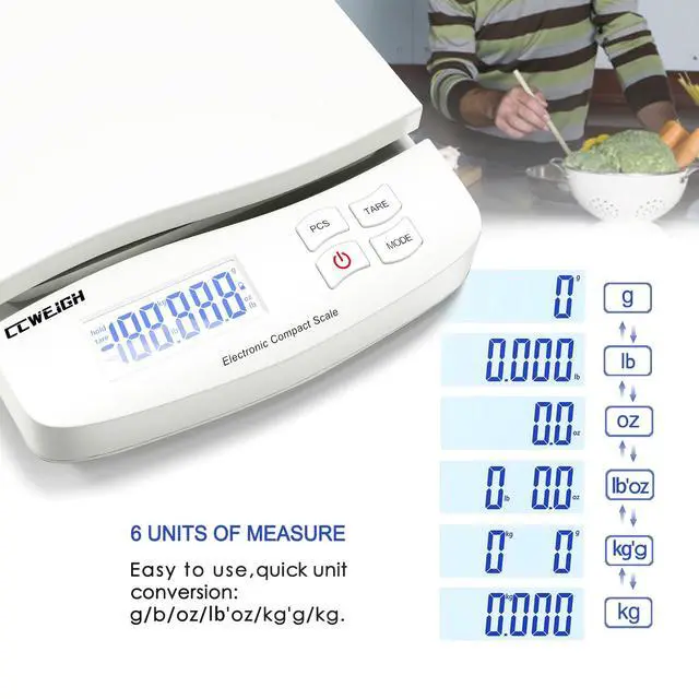 Alt view image 6 of 7 - Digital Postal Scale 30kg 6 Units Conversion (g, lb, oz, lb'oz, kg'g, kg) | Large LCD Display, Easy to Use, Quick Switch | for Packages, Mailing, Shipping