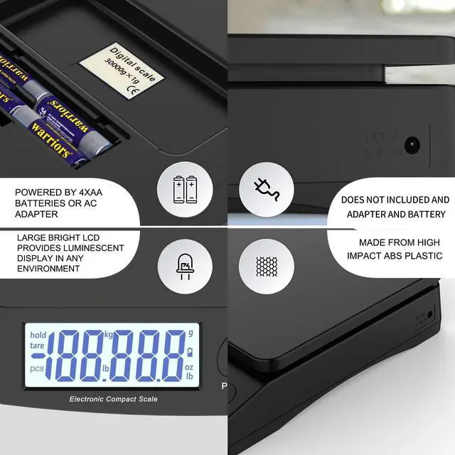 Alt view image 4 of 7 - Digital Postal Scale 30kg/66lb - Durable Steel Construction, 6 Units Conversion, Tare Function | for Home, Kitchen, Postal, Shipping, Parcel Transport