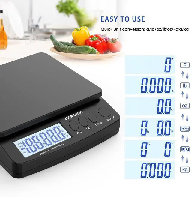 Alt view image 6 of 7 - Digital Postal Scale 30kg/66lb - Durable Steel Construction, 6 Units Conversion, Tare Function | for Home, Kitchen, Postal, Shipping, Parcel Transport