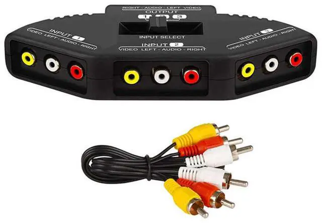 Main image of RS3010AK 3-Way Audio Video AV RCA Switch Game Selector Box Splitter Black