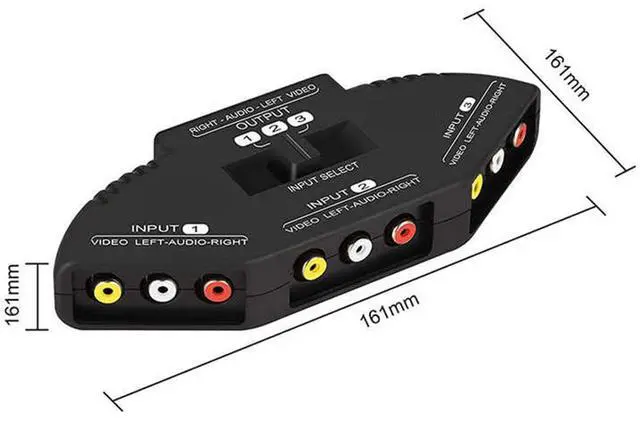 Alt view image 3 of 7 - RS3010AK 3-Way Audio Video AV RCA Switch Game Selector Box Splitter Black