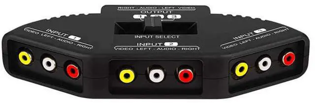 Alt view image 5 of 7 - RS3010AK 3-Way Audio Video AV RCA Switch Game Selector Box Splitter Black